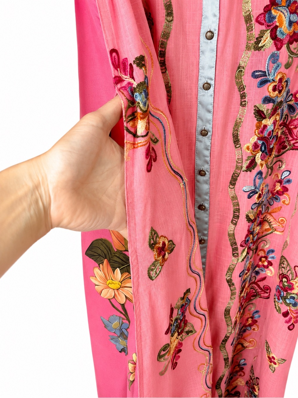 Aratta Beauty Mark Embroidered Maxi Duster/Dress – Rose Toned M – NWT - Picture 9 of 16
